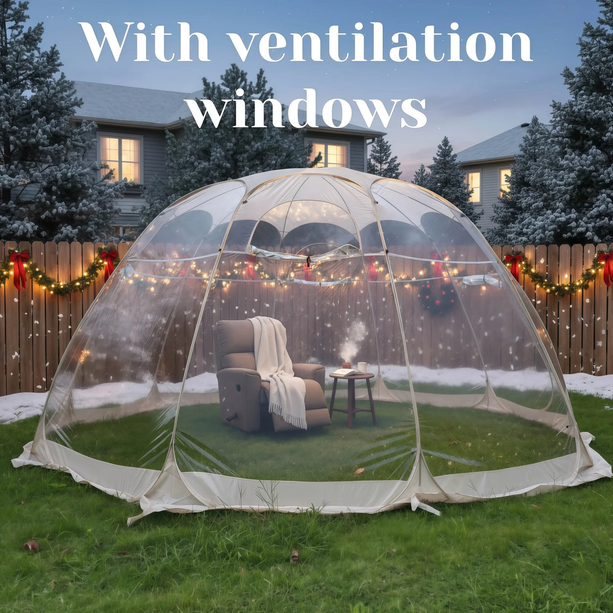 Large Instant Pop-Up Bubble Tent, Weatherproof Outdoor Igloo Screen House, Oversize Camping Pod, Patio Cold Protection