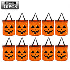1-20PCS Halloween Pumpkin Tote Bag LED Light Up Handle Reusable Trick or Treat Candy Bag for Kids Party Decor Gift Present