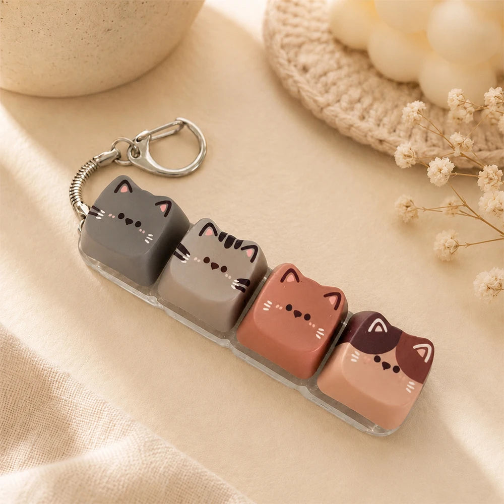 Cat Keyboard Fidget Keychain — 4 Keys