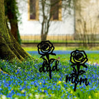 Rose Shaped Memorial Garden Stake, Grave Marker, Sympathy Yard Decor, Tinplate Iron, 8x8 Inch