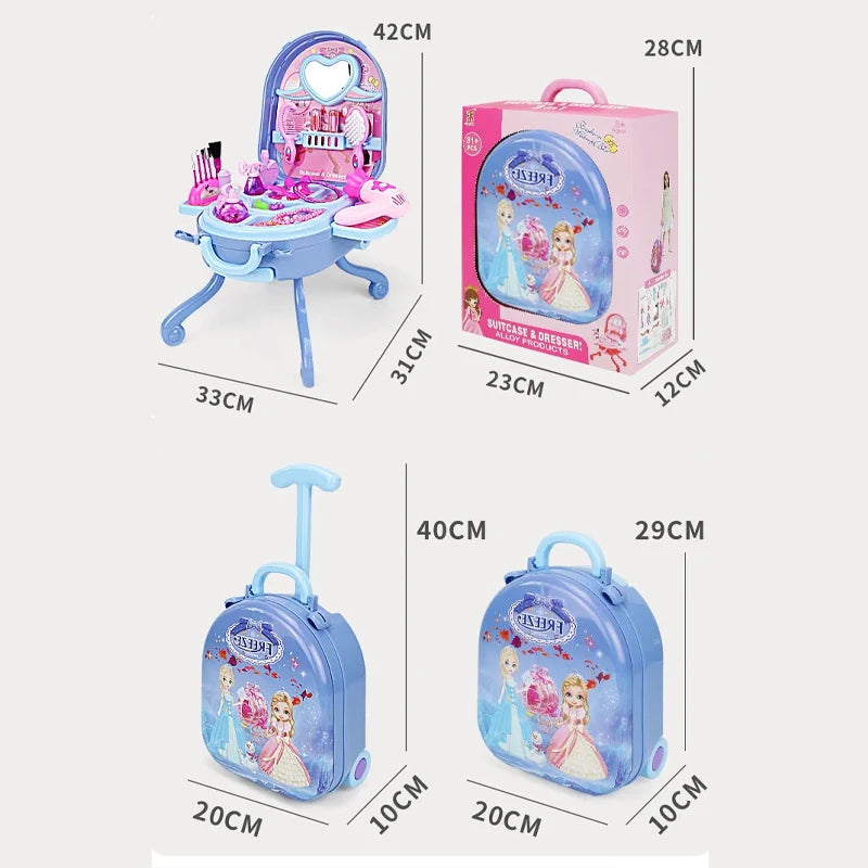 3 in 1 Kids Makeup Toy Set Girls Cosmetics Cosplay Princess Dresser case