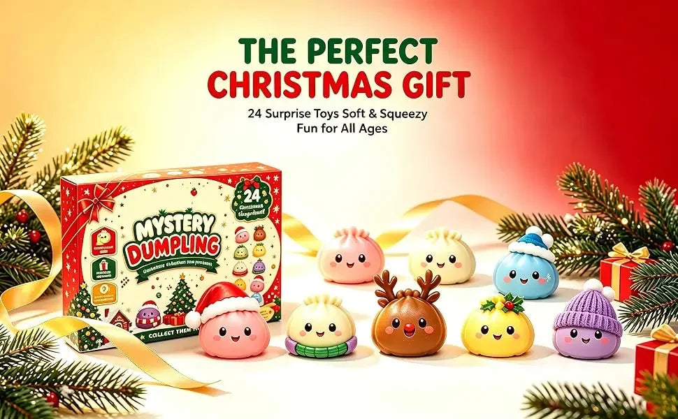 Christmas Squishy Advent Calendar 24 Day Countdown Surprise Box Dumpling Squishies Slow Rebound Squeeze Sensory Gift Decor