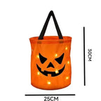 1-20PCS Halloween Pumpkin Tote Bag LED Light Up Handle Reusable Trick or Treat Candy Bag for Kids Party Decor Gift Present
