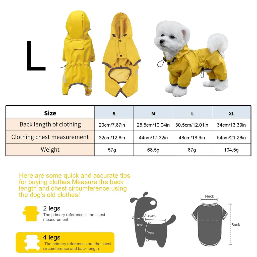 Waterproof Dog Raincoat Adjustable Lightweight Pet Rain Jacket for Small Medium Large Dogs Winter Outdoor Walking Activities
