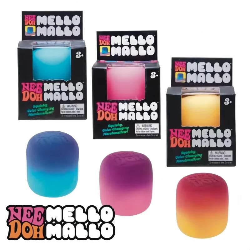 New Needoh Mello Mallo Uv Light Reactive Squish Toy Marshmallow Texture Slow Rising Squeeze Fidget Toy Sunlight Color Change