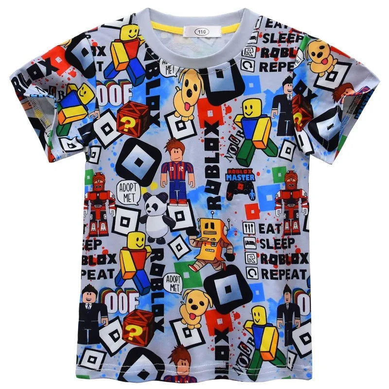 Game Roblox Figure Anime Cartoon Pajamas Suit Short Sleeve Home Clothing Pajamas Suit Birthday Gifts