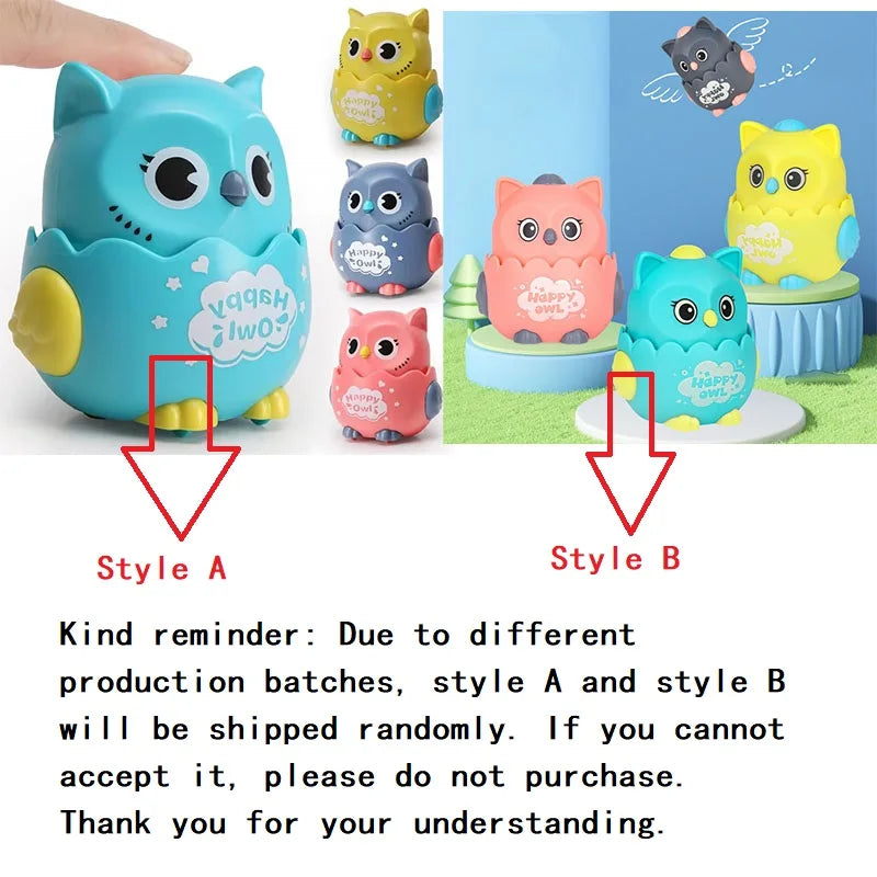Classic Wind Up Interactive Owl Shaped Press Mechanical Sliding Toys for Boys Girls Birthday Xmas Gift