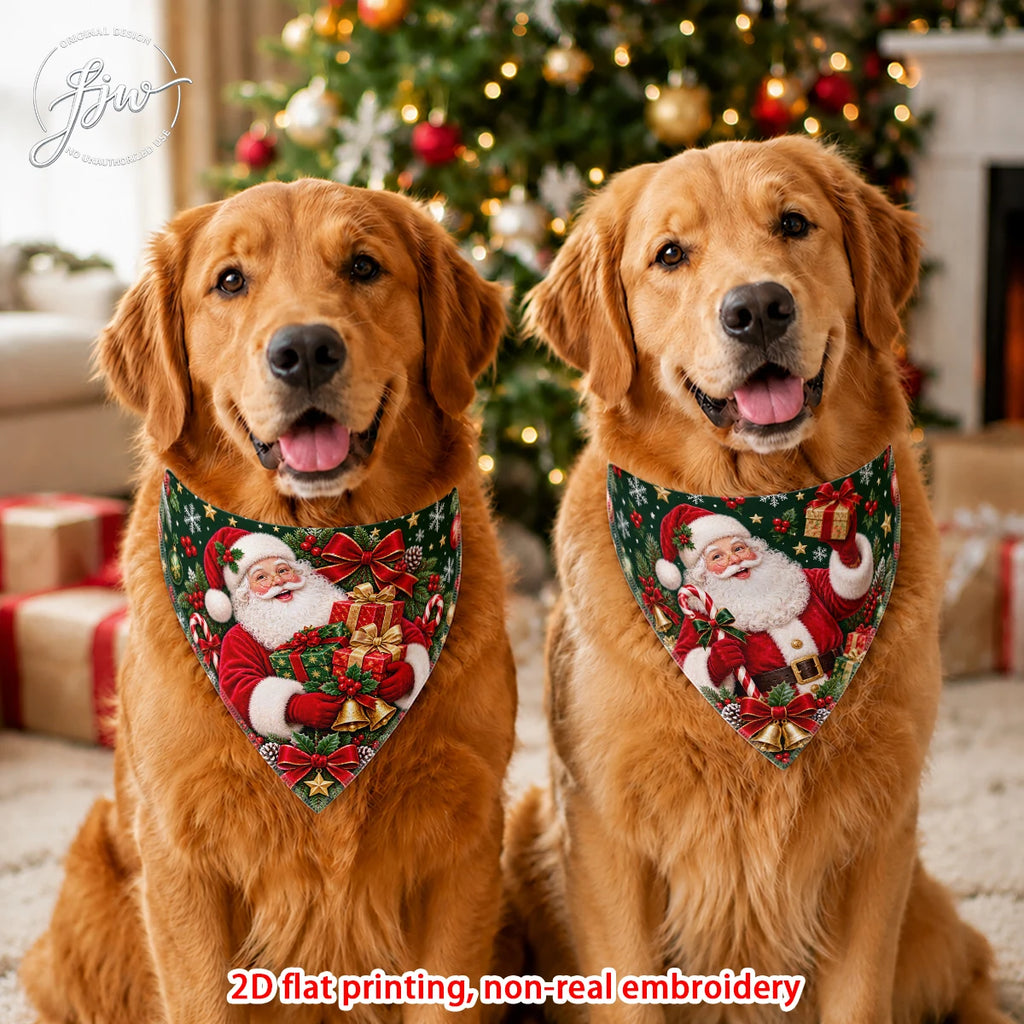 2pc 60cmx30cm Christmas Dog Bandanas, 2 Pack Holiday Pet Scarf Triangle Bibs for Golden Retriever and More Dogs