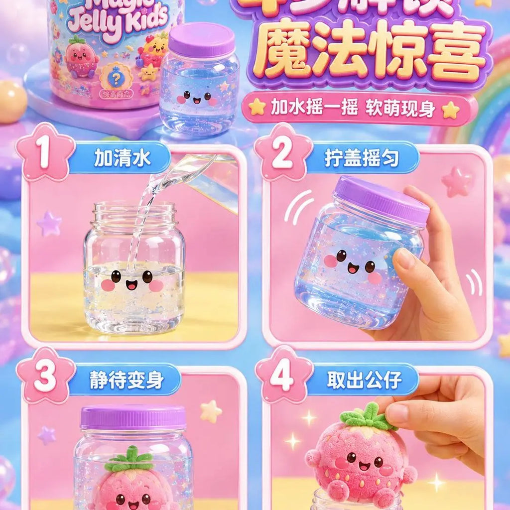 Magic Shake Jar Water‑Activated Surprise Blind Box Cute Squishy Squeeze Fidget Toy Magical Decompression Toy Birthday Gift