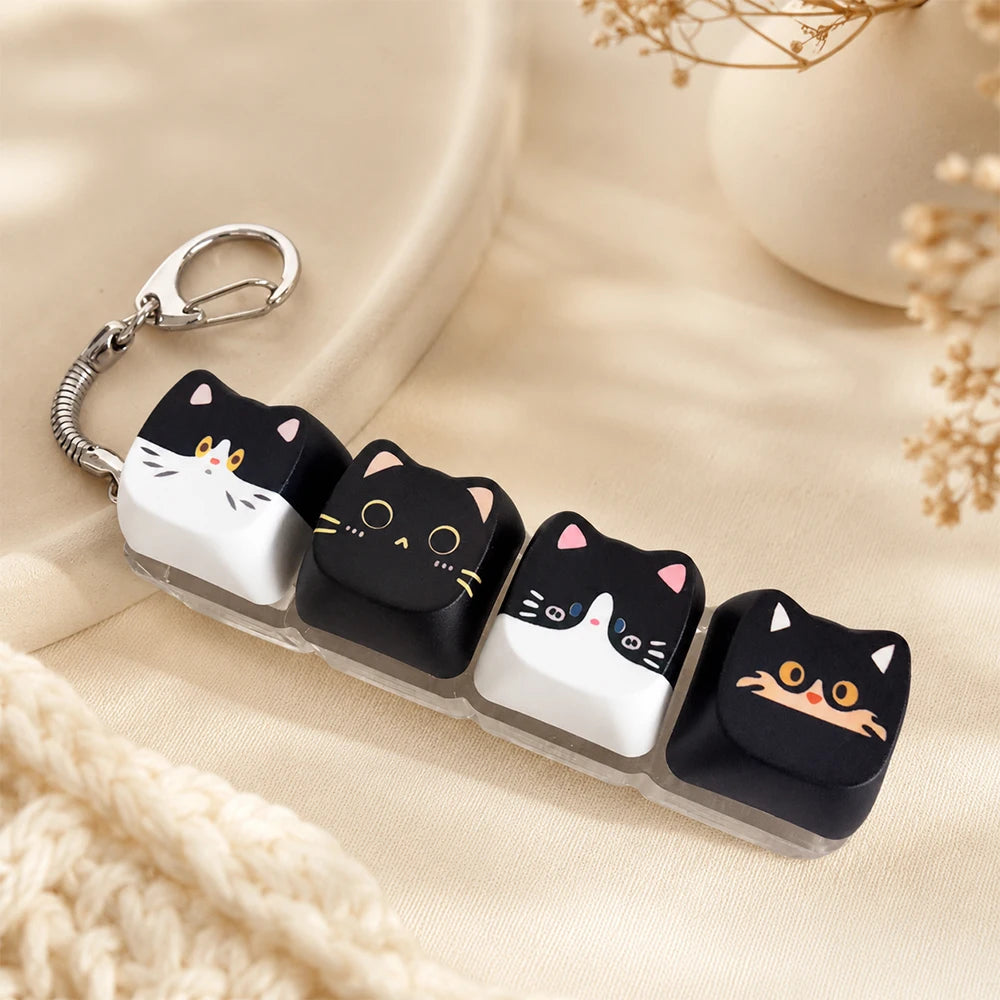 Cat Keyboard Fidget Keychain — 4 Keys