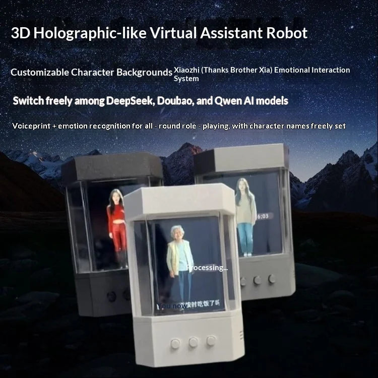 XIAOZHI AI Holographic Projection Companion Device 3D Stereo Bionic Interactive Smart Robot Voice Control Emotional Chat Gift