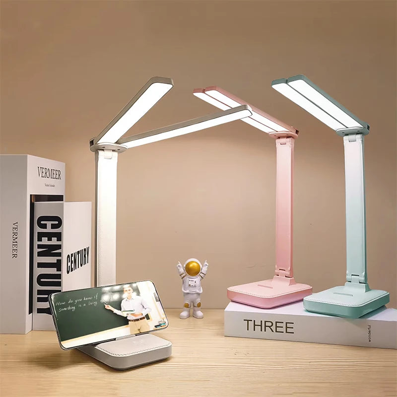 USB Desk Lamp 3 Levels Dimmable Touch Night Light USB Rechargeable Eye Protection Foldable