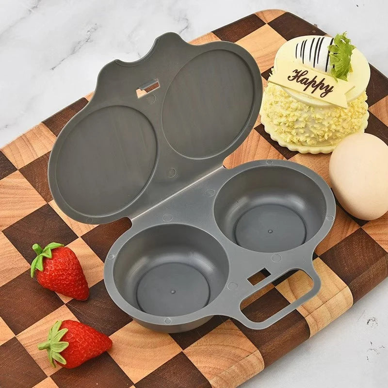 Microwave Egg Poacher Dual Cavity Breakfast Maker with lid
