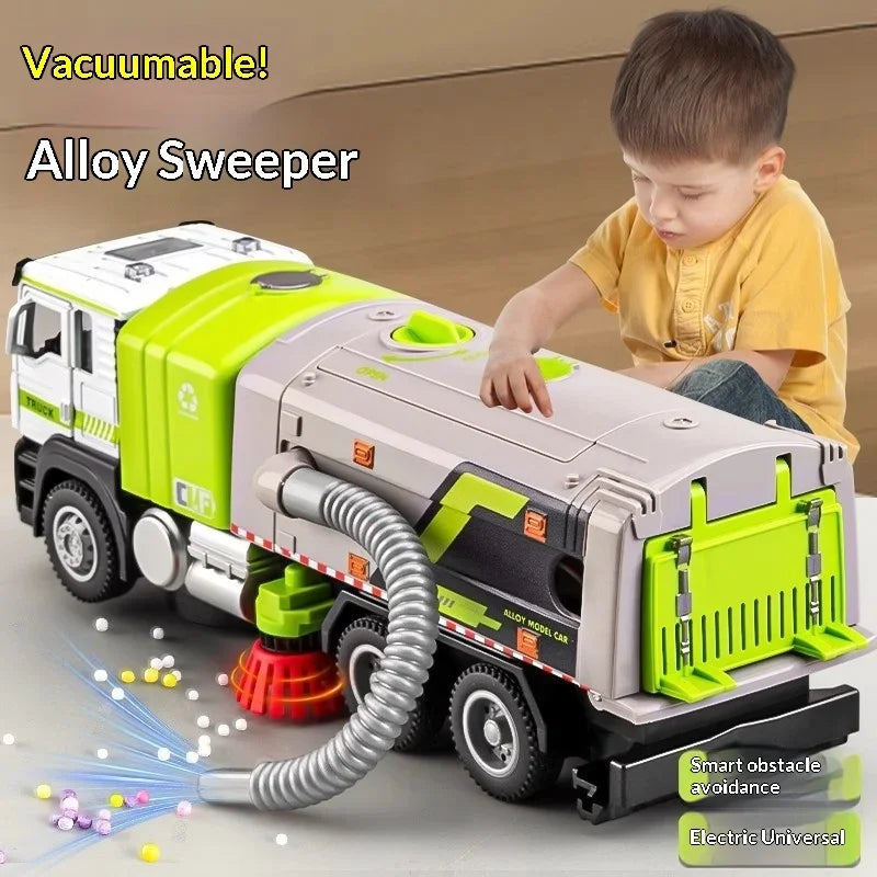 Simulated street cleaning sweeper electric vacuum sweeper road children's alloy car boy toy wind-up sprinkler truck