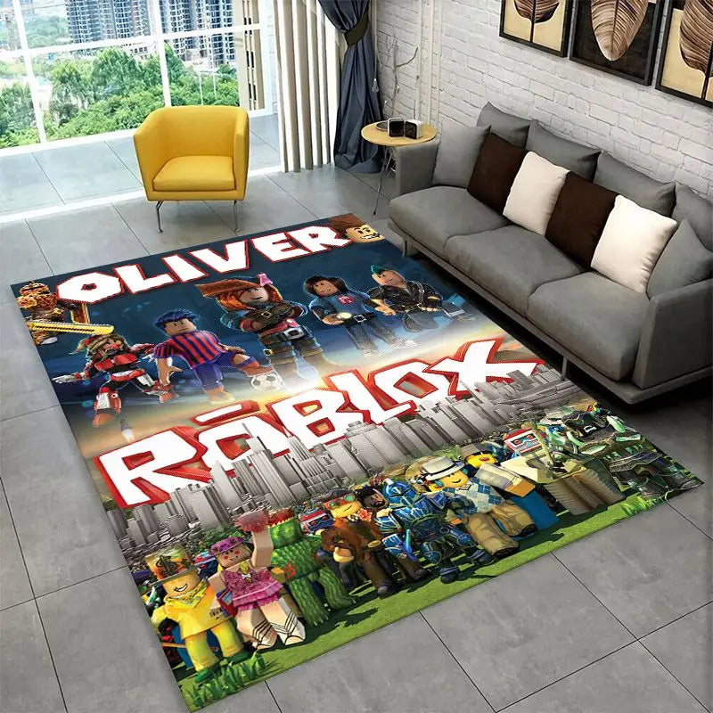 Cartoon R-Robloxs Game Gamer Carpet Rug for Playroom Bedroom Living Room Sofa Home Decor,kid Area Rug Non-slip Floor Mat
