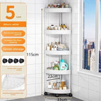 5 layer triangular cornerStorage Shelf, bathroom Storage Rack, 360 degree rotatable for bedrooms bathrooms kitchens living rooms