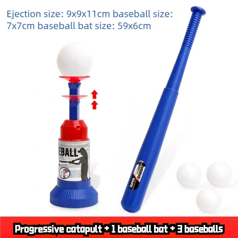 Baseball Launcher Toy, 2-in-1 Foot-Operated/Manual Press Ball Pitching Machine Indoor and Outdoor Interactive Sports Game for Kids, Kinde