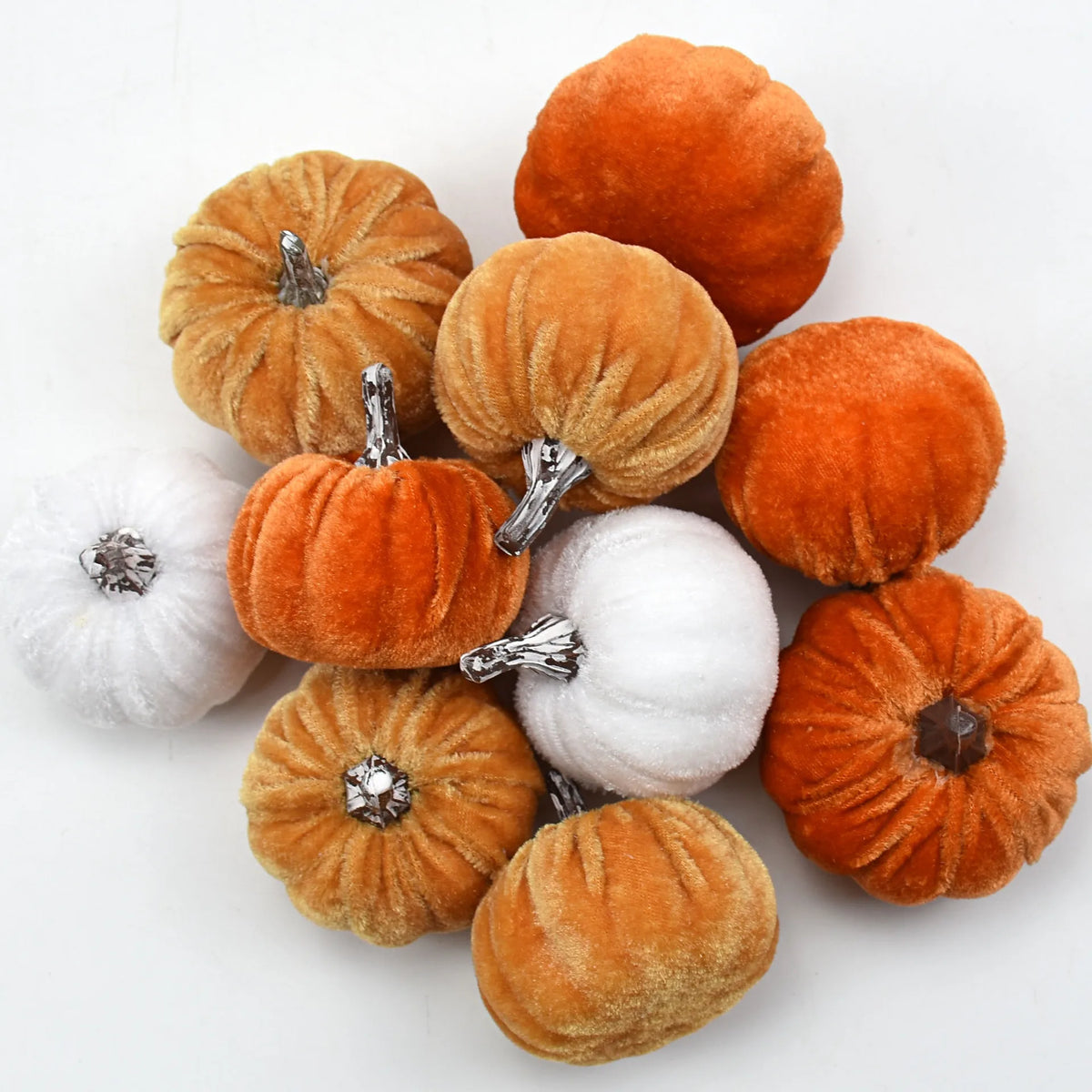 10pcs Velvet Artificial Pumpkin Decoration Desktop Pumpkin Halloween Decoration