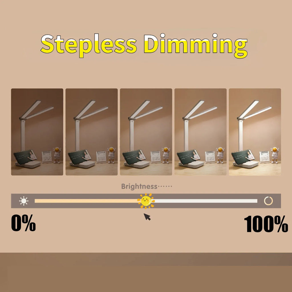 USB Desk Lamp 3 Levels Dimmable Touch Night Light USB Rechargeable Eye Protection Foldable