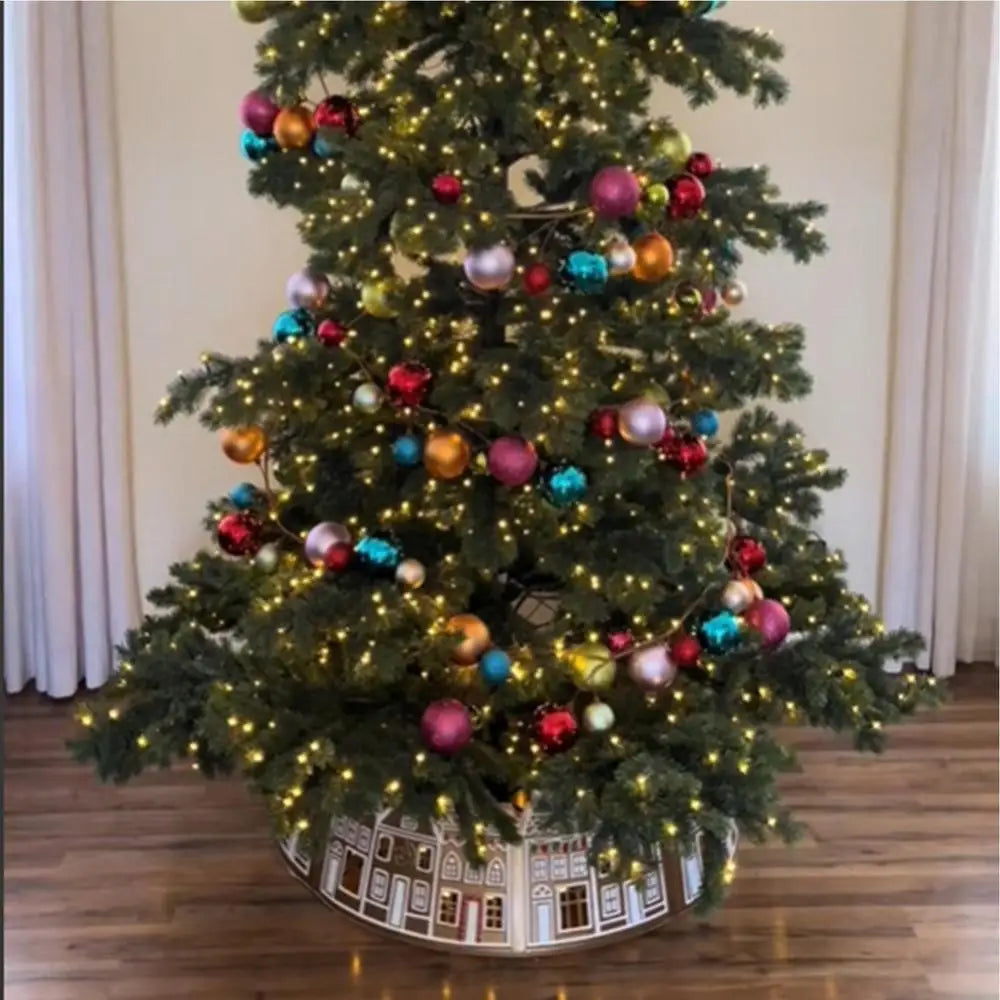 66/72cm Christmas Tree Collar Christmas Tree Top Decor Gingerbread House Skirt Collar Reusable Tree Ring Stand Winter Holiday