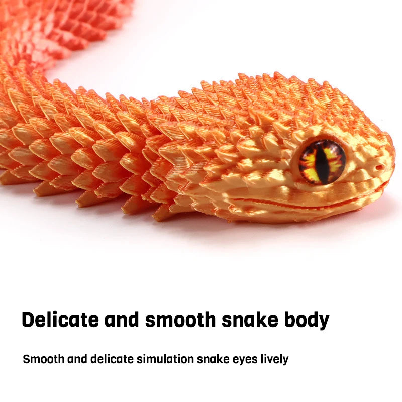 2026 New 3D Printed Snake Realistic Snake Statue Movable Joint Fidget Toys Simulation Snake Year Desk Ornament Animal Model Gift