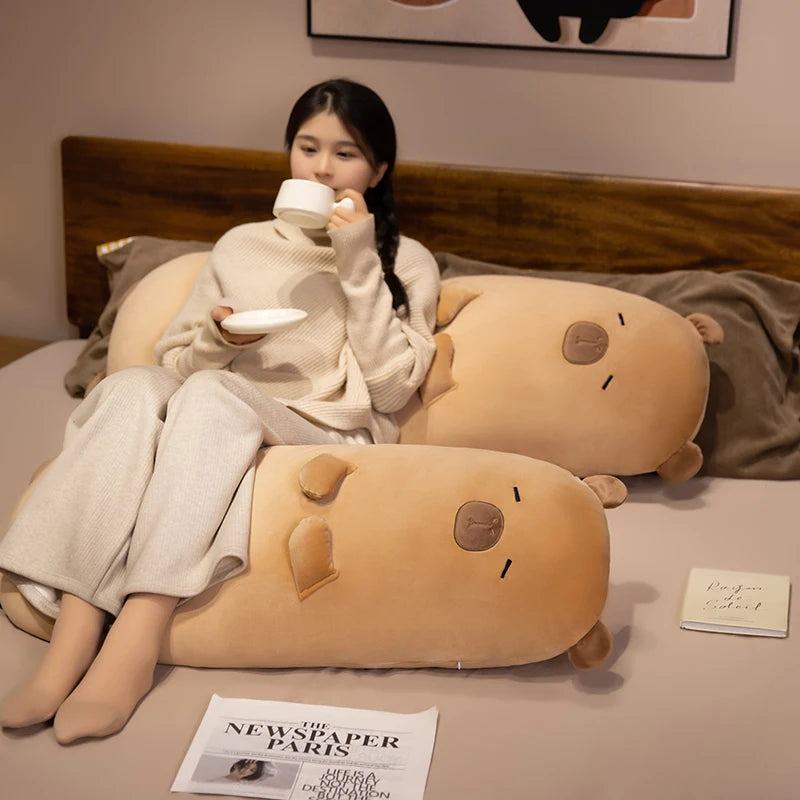 70-120cm Capybara Long Pillow Stuffed Soft Cartoon Animal Capybara Bolster Plushie Sleeping Leg Support Peluche Birthday Gift