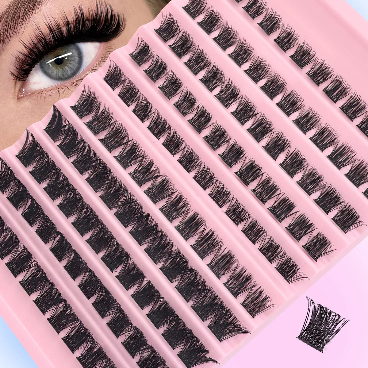 120Pcs Natural Eyelash Cluster Set, D Curl 8–16mm Mixed Length, Soft Band & Lightweight, Reusable False Eyelashes Cat Eye Effect