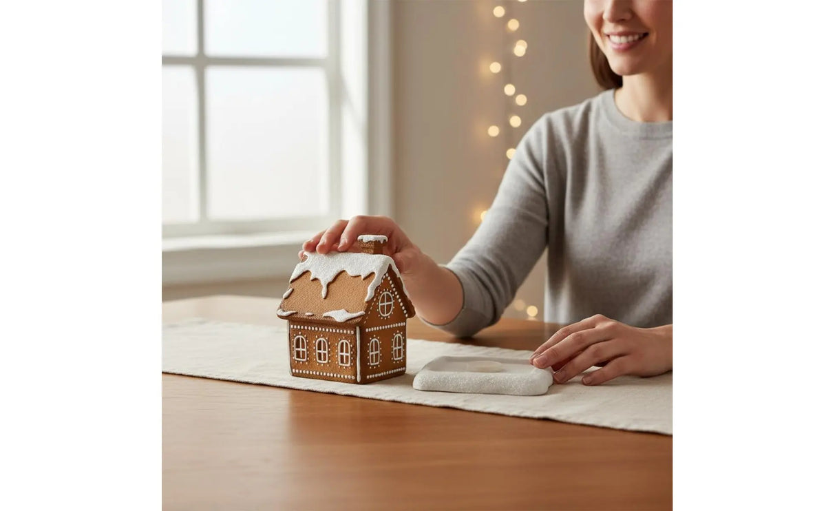 Holiday Cottage Aroma Holder Festive Gift Gingerbread House Aroma Burner Christmas Cabin Censer Detailed Craftsmanship