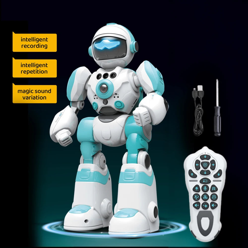 Kids Smart Voice Interaction Robot Blue Plastic Intelligent Robot