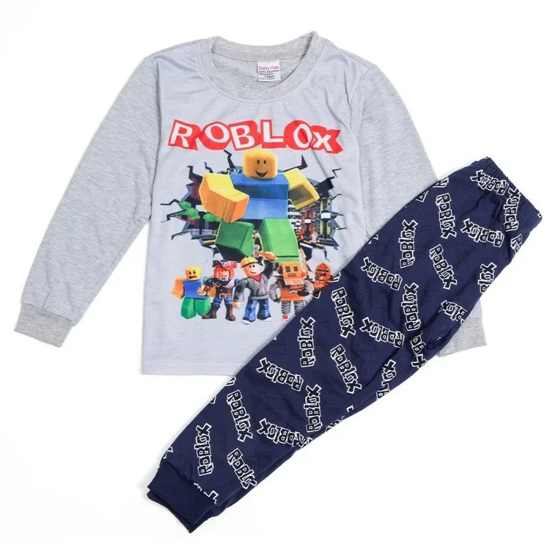 Game ROBLOX Figure Cartoon Print Fashion Set Short Sleeve T-Shirt and Shorts Combo Anime-Inspired Cotton Tees for Birthday Gift