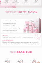 LAIKOU Sakura Kit Skin Care Sets Moisturizing and Reducing Fine Lines Cleansing Pore Product 5-Piece Korean Women's Day Gift