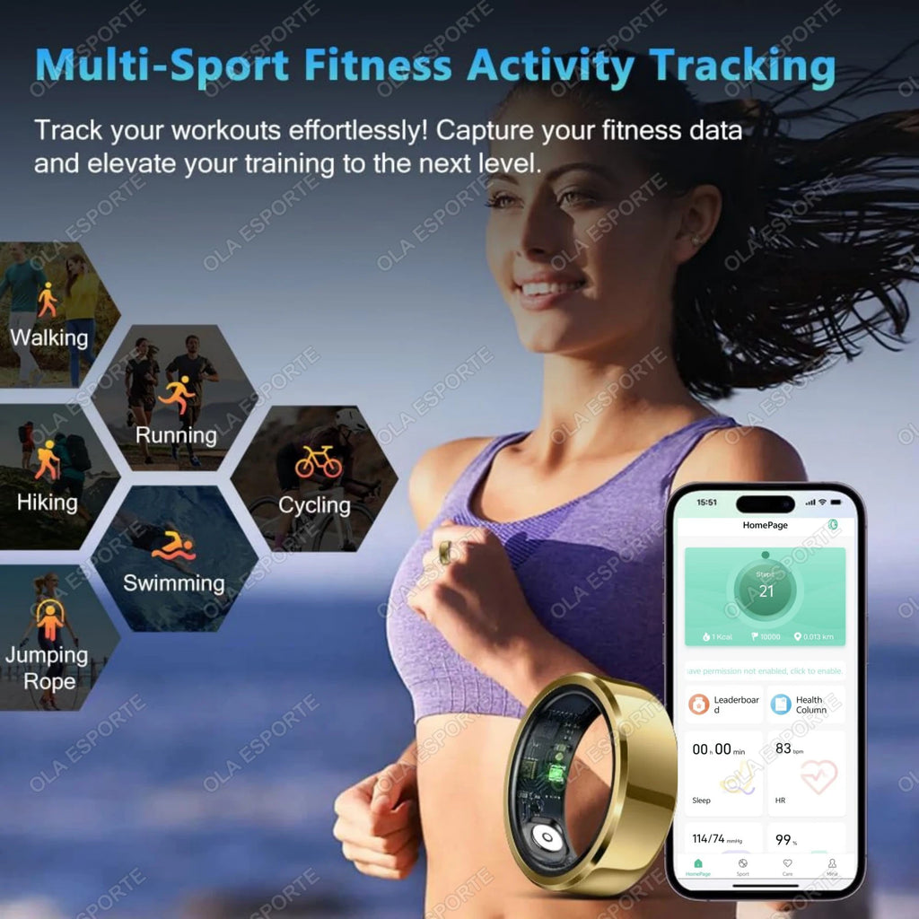 2026 Smart Ring Blood Pressure Heart Rate Sleep Monitoring