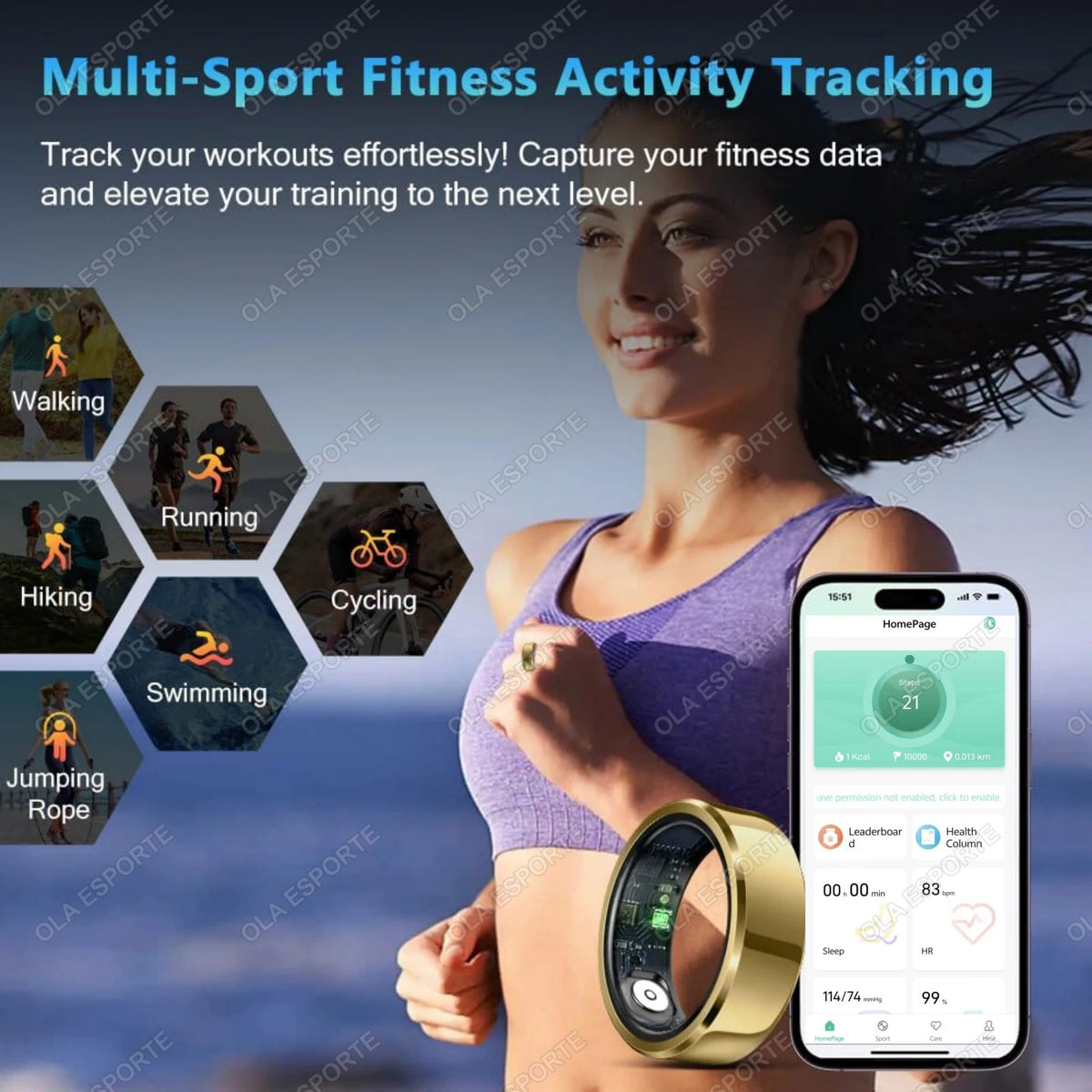 2026 Smart Ring Blood Pressure Heart Rate Sleep Monitoring