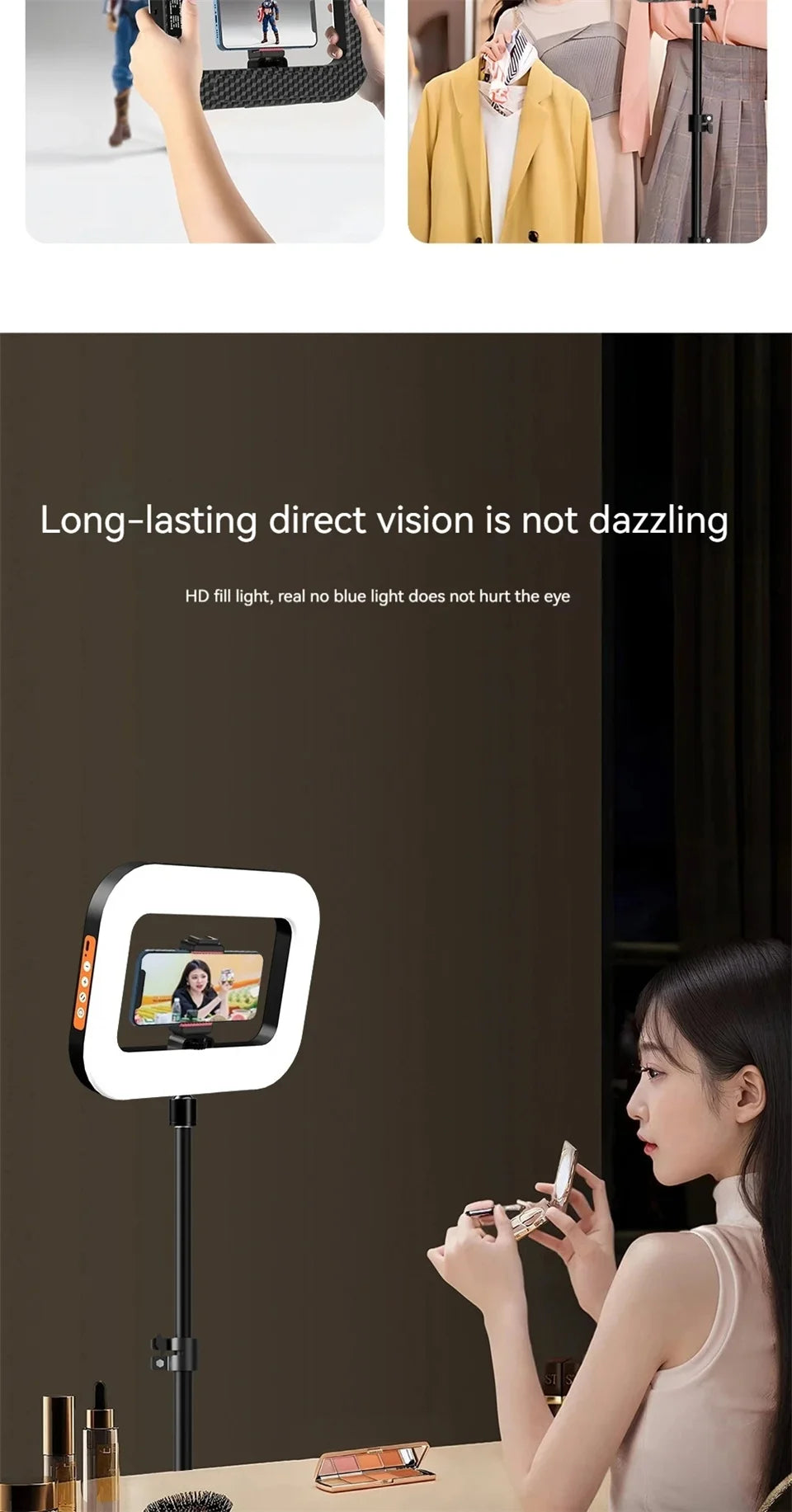 Roreta New Handheld Ring LED Rechargeable Portable Mobile Phone Live
