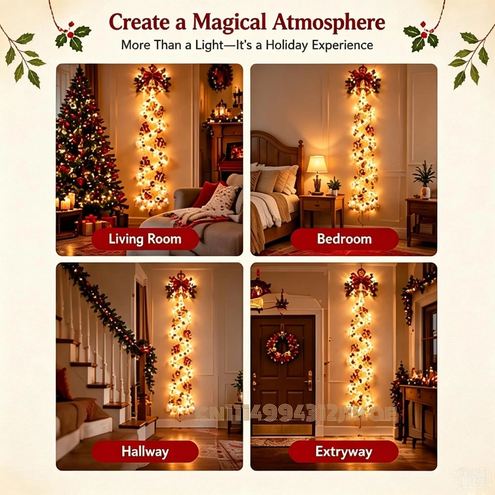 Christmas Magic Trail Wall Light, LED Cascading Holiday Decor,Warm White Glow, Space-Saving Wall Decor, Easy Wall Placement