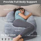 Pregnancy Pillow,55 inches Maternity Body Pillow with Washable Cover, C Shaped Body Pillow for Sleeping (Grey)