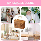 Imitation Rattan House Shaped Basket With Lid Handle Decorative Hand Woven Shelf Portable  Organizer Home Decor Storage Baskets