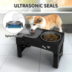 Adjustable 3-in-1 Elevated Pet Feeder with Slow Feeder Bowls