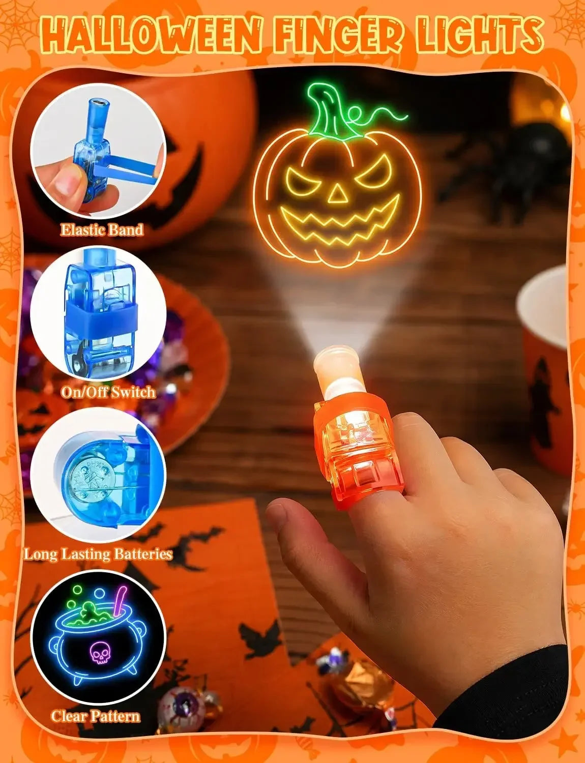 None Halloween Finger Lights Toys Bright lights Halloween Party Favors Toys Halloween Goodie Bag Fillers Trick or Treat Toys