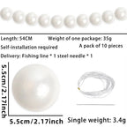 10pcs DIY Beaded Faux Large Pearl Garland White Ball Pendant & Figurine Wedding Backdrop Wall Decor