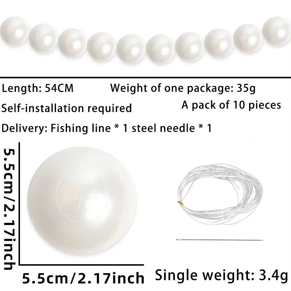 10pcs DIY Beaded Faux Large Pearl Garland White Ball Pendant & Figurine Wedding Backdrop Wall Decor