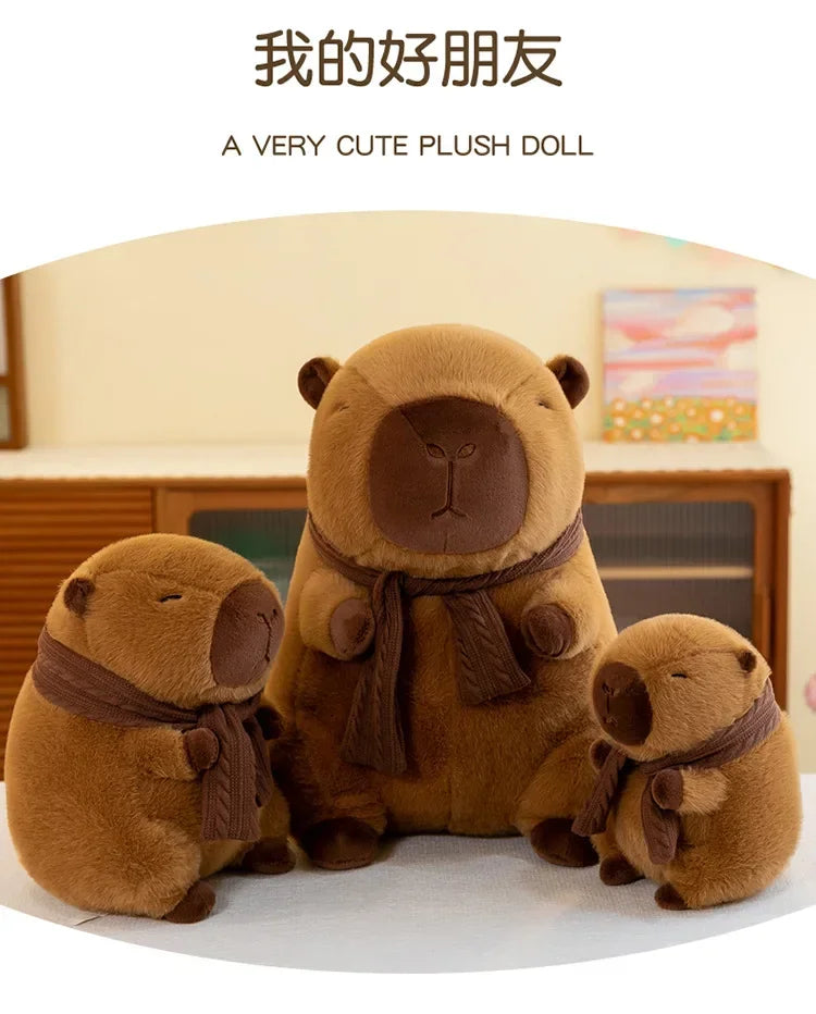 25-30CM Hot Plush Stuffed Doll Cute Scarf Pufferfish Plush Kawaii Animal Toy Children's Birthday Gift Capybara Doll Kids Toys