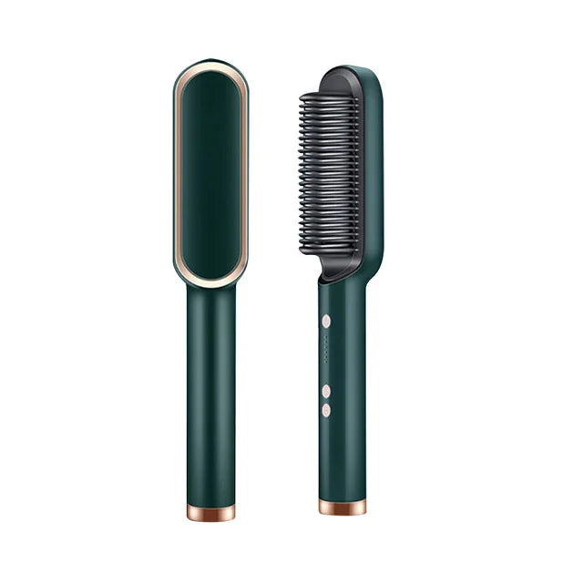 Electric PTC Heat Straightening Brush One Step Hair Dryer 3 In 1 Ceramic Flat Iron Women Hair Straightener Comb And Curling