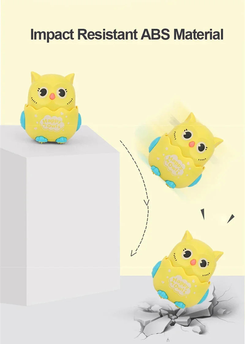 Classic Wind Up Interactive Owl Shaped Press Mechanical Sliding Toys for Boys Girls Birthday Xmas Gift