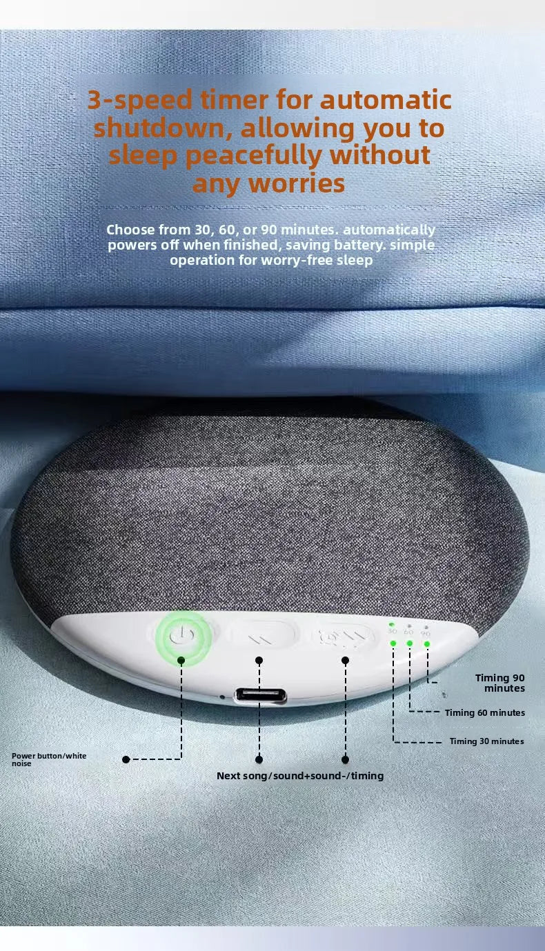 Mini Sleeping Bluetooth Speaker Nature Sound White Noise Soundbar Wireless MP3 Music Player Ultra Thin Timed Shutdown Audio Pla