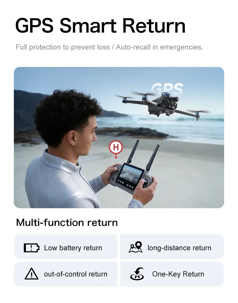original GT60 Drone 4.3-inch Large Screen Foldable drone 8K HD Dual Camera Gps Brushless Optical Avoidance Airdrop RC Quadcopter