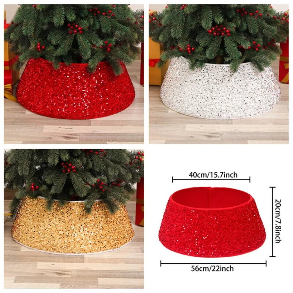 Stereoscopic Christmas Sequins Tree Cover Skirt Home Xmas Tree Surround