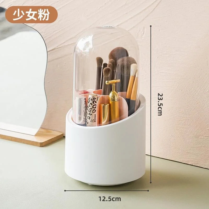 360° Rotating Makeup Brush Holder with Lid