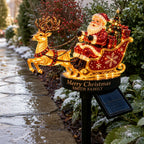 Solar Santa Claus Reindeer Sleigh Yard Stake Light Christmas Outdoor Garden Stake Light Ornament Festive Holiday Decoration