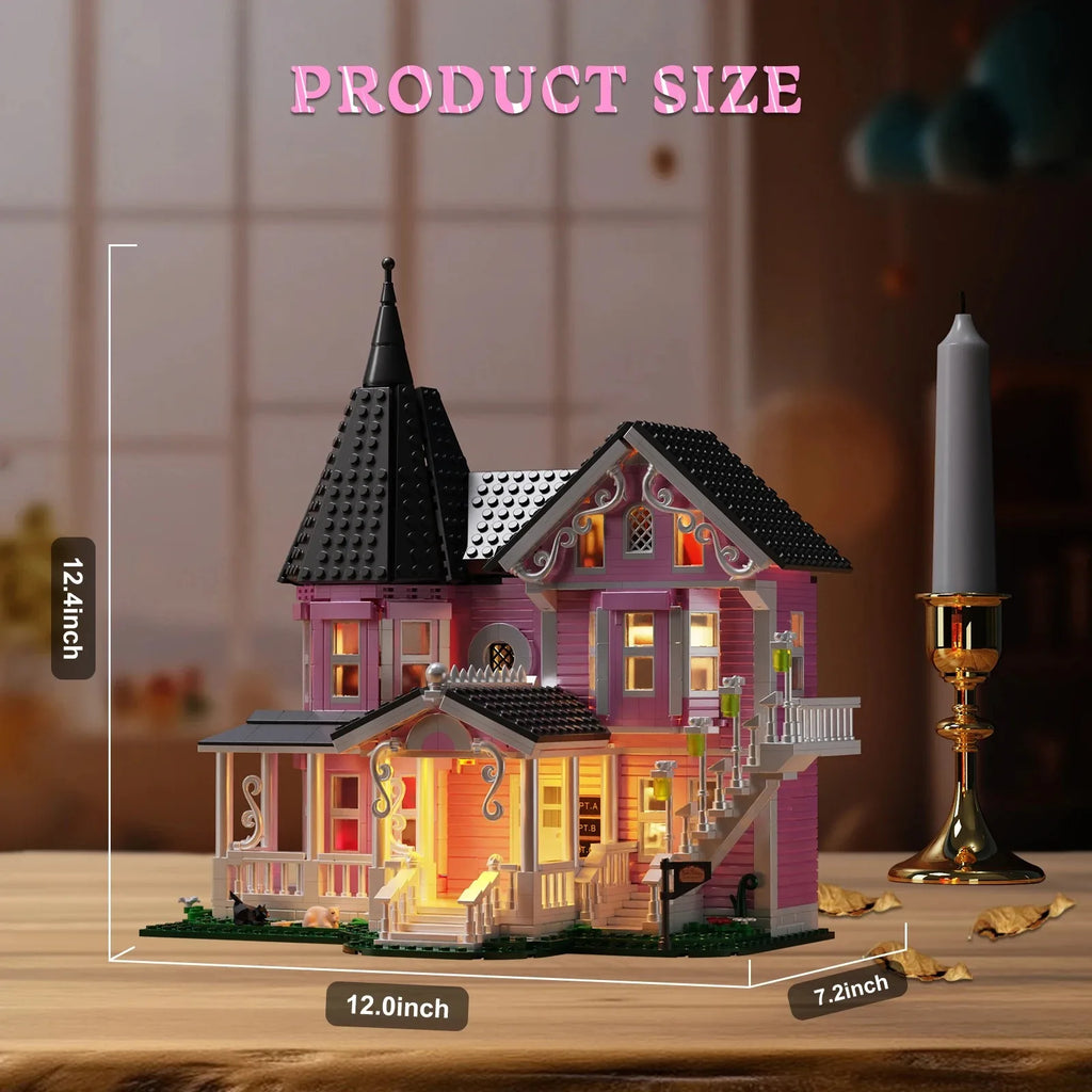 Coralines Building Block Set Pink Palace Model Apartment Ideas Movie Architecture Toy for Boys and Girls Halloween Gift 1349 Pcs
